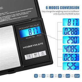 img 2 attached to HOBBYMATE Portable Digital Scale: Pocket Gram Ounce Scale with Tare Function - Max Weight 200g - 6 Modes for Jewelry, Gold, Silver, Coin, Herb Recipes - Ultra Accuracy 0.01g