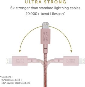 img 2 attached to Native Union Belt Cable - 4Ft Ultra-Strong Reinforced [MFi Certified] Durable Lightning To USB Charging Cable With Leather Strap Compatible With IPhone/IPad (Rose)