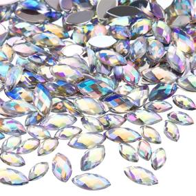 img 4 attached to 💎 2000 Pieces AB Rhinestones Flat Back with Tweezer - Shiny Horse Eye Nail Rhinestones for Nail Supplies Crafts - Rhinestones Gems Decorations