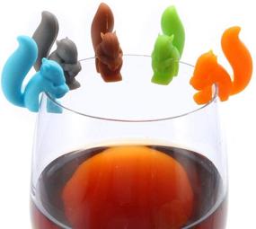 img 1 attached to 🐿️ Whimsical Squirrel Wine Charms - 5 Pcs Silicone Glass Markers for Drink Identification at Wine Tasting Parties & Events