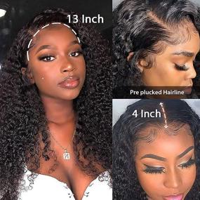 img 2 attached to 👩 Fellow 13x4 Curly Lace Front Wigs Human Hair Pre Plucked Brazilian Virgin Kinky Curly Human Hair Wigs with Baby Hair 150% Density Wet and Wavy Lace Frontal Wig for Black Women Natural 20 Inch - Enhanced SEO-friendly Product Name