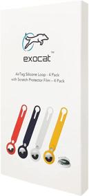 img 2 attached to 🔒 Secure and Stylish: (4 Pack) Apple AirTag Silicone Loop Case Key Ring with Scratch Protector Film by exocat