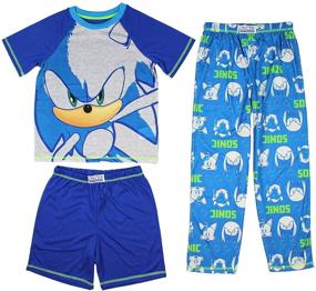 img 3 attached to 🦔 Sonic The Hedgehog Boys' Pajama Set: 3 Piece Shirt, Shorts, and Pants – Video Game Sleepwear Loungewear for Kids