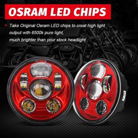 img 2 attached to Tugwuetlwu 5-3/4 Inch LED Headlight: Enhance Your Harley Davidson Sportster Dyna Street Bob Triple Low Rider Wide Glide Iron 883 with Dazzling Red Headlamp