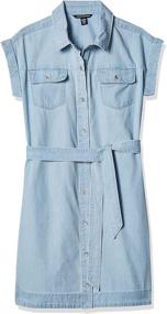 img 4 attached to 👗 Calvin Klein Chambray Shirtdress for Girls' Clothing