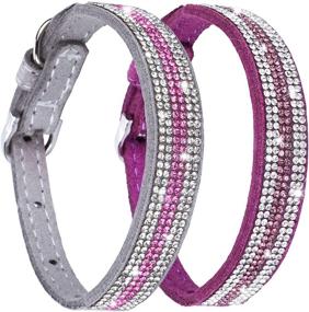 img 4 attached to Chede Dog Collar Breakaway for Dogs - 2 Pack Bling Rhinestone Dog Collar: Soft, Safe, and Adjustable Microfiber Leather Collar for Small Puppies, Cats - Ideal for Girls and Boys