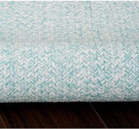 img 1 attached to Super Area Rugs Farmhouse Braided Rug: Turquoise & White, 2' X 8' - Reversible, Cotton Kitchen Carpet