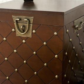 img 2 attached to 🔒 Nailhead Storage Trunk, End Table in Espresso by SEI Furniture: Ideal for Stylish Organization