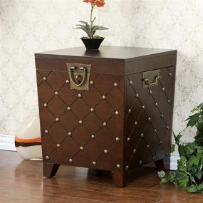 img 3 attached to 🔒 Nailhead Storage Trunk, End Table in Espresso by SEI Furniture: Ideal for Stylish Organization