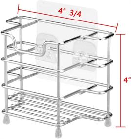 img 1 attached to 🦷 Stainless Steel Toothbrush Holder Wall Mount for Bathroom and Shower - Organizing Stand for Electric Toothbrush, Toothpaste, Razor - Self Adhesive Wallmount/Countertop with 3 Slots