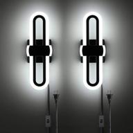 leelike modern wall sconces set of 2 - plug-in wall lighting, cool white 6000k, 900 lumens, acrylic wall lamp with on/off switch and 6 ft cord логотип