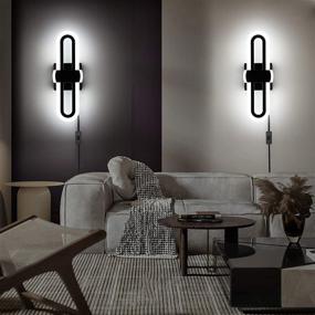 img 1 attached to Leelike Modern Wall Sconces Set of 2 - Plug-in Wall Lighting, Cool White 6000K, 900 Lumens, Acrylic Wall Lamp with On/Off Switch and 6 Ft Cord