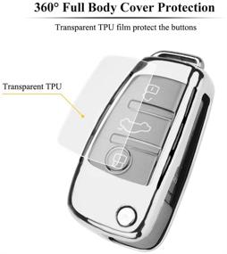 img 1 attached to Senauto Quicksand Key Fob Cover Case Keychain For Audi A1 A3 Q3 Q7 R8 S6 TT Flip Key (Silver)