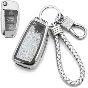 img 4 attached to Senauto Quicksand Key Fob Cover Case Keychain For Audi A1 A3 Q3 Q7 R8 S6 TT Flip Key (Silver)