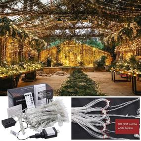img 1 attached to 🎄 MAGGIFT 304 LED Curtain String Lights, 9.8 x 9.8 ft, Remote Control Plug in Fairy String Light, Christmas Backdrop for Indoor/Outdoor Bedroom Window Wedding Party Decoration, Warm White