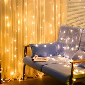 img 3 attached to 🎄 MAGGIFT 304 LED Curtain String Lights, 9.8 x 9.8 ft, Remote Control Plug in Fairy String Light, Christmas Backdrop for Indoor/Outdoor Bedroom Window Wedding Party Decoration, Warm White