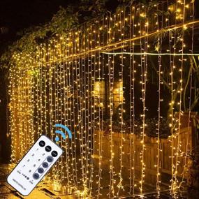 img 4 attached to 🎄 MAGGIFT 304 LED Curtain String Lights, 9.8 x 9.8 ft, Remote Control Plug in Fairy String Light, Christmas Backdrop for Indoor/Outdoor Bedroom Window Wedding Party Decoration, Warm White