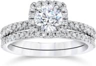 💍 white gold engagement wedding ring set with 5/8 carat cushion halo diamond logo
