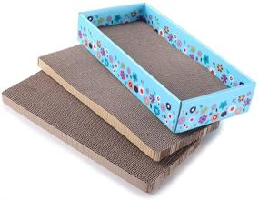 img 4 attached to 🐱 Enhance Your Cat's Playtime with WellQ 3Packs Corrugated Cat Scratcher Cardboard