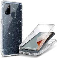 nznd oneplus nord n100 case with built-in screen protector - full-body protection, shockproof design, glitter crystal clear logo