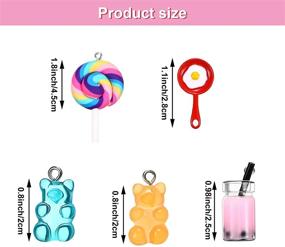 img 3 attached to 🍳 Vibrant 30-Piece Food Pendant Set: Colorful Frying Pan with Egg, Resin Bear Charms, Milk Tea, Candy, Lollipop, Polymer Clay - Perfect for DIY Jewelry