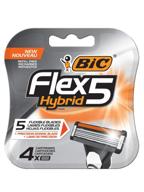 🪒 bic flex5 hybrid 5 blade razor refills: pack of 4 for smooth shaves logo