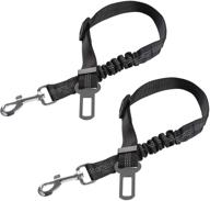 eaartchi 2-pack retractable dog seat belt | adjustable & reflective nylon car seatbelt for dogs | heavy-duty pet safety restraint | elastic & durable | ideal for dog travel | black/red/pink/blue logo