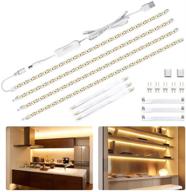 🔆 6.5ft led under cabinet lighting kit - usb powered, 1100lm led strip lights bars for kitchen, showcase, closet - 120 leds, 2700k warm white (4pcs) логотип