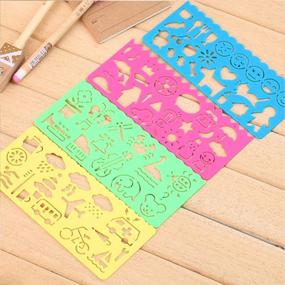 img 2 attached to 🎨 STARVAST 24-Piece Colorful Plastic Drawing Stencils Set with Animal Stencils - DIY Crafts Scale Template Set for Boys and Girls: 6 Sets of 4 Different Stencils