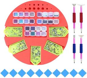 img 4 attached to 💎 BaiMaTp Diamond Painting Accessories Tray Organizer Set with Diamond Beads Box and Multi-Boat Holder - Ideal for Round Base Tray, in Vibrant Red Color