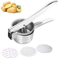 food-grade stainless steel potato ricer and baby food masher with interchangeable discs - easy to clean, ideal for fruits and vegetables logo