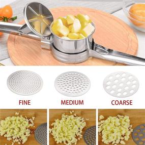 img 3 attached to Food-Grade Stainless Steel Potato Ricer and Baby Food Masher with Interchangeable Discs - Easy to Clean, Ideal for Fruits and Vegetables