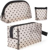 👝 loveriyo 3pcs makeup bag cosmetic bag set: travel-friendly mesh toiletry bags for women and girls with fashionable zipper pouch and cute heart design logo