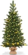 🎄 3ft prelit christmas tree by goplus - battery operated spruce fir tree with timer function, 50 led lights, 363 tips, solid cement base - tabletop decorations full tree logo