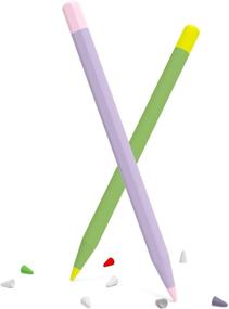 img 4 attached to Кейс Goospery совместим с чехлом для Apple Pencil 2 поколения [2 рукава + 10 наконечников] Набор защитных крышек из прочного силикона с бесшумными крышками (лаванда)