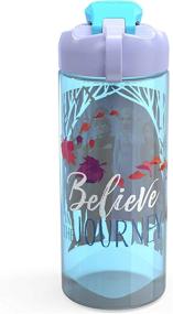 img 1 attached to Frozen II Believe in the Journey Blue 16.5oz Water Bottle with Snap Lid - Blue and Purple Design