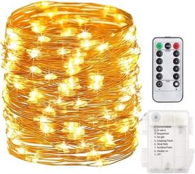 img 4 attached to 🌟 Versatile 50 Feet 150 LED Fairy String Lights: Battery Operated, Remote Controlled, Waterproof Copper Wire Twinkle Lights for Bedroom, Christmas Parties, Wedding Decorations - Warm White