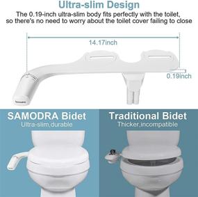 img 1 attached to 🚽 SAMODRA Ultra-thin Bidet Attachment for Toilet - Non-Electric, Dual Nozzle (Frontal & Rear Wash), Adjustable Water Pressure, Fresh Water Bidet Seat Attachment, Easy Installation