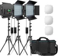 📸 rgb led photography lighting kit - pixel 3 pack, full color led video light with 552pcs led beads, 45w power, high cri of 97, adjustable color temperature (2600k-10000k), suitable for 9 different scenes, equipped with u bracket and barn door, ideal for video shooting logo