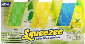 img 1 attached to 🍋 Squeezee - Lemon Scented Antibacterial Soap Scrubber Sponge, 3 Pack