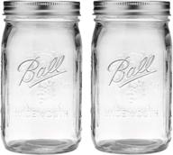 🏺 clear glass ball wide mouth mason jars - set of 2 (32 oz) logo