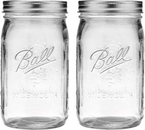 img 4 attached to 🏺 Clear Glass Ball Wide Mouth Mason Jars - Set of 2 (32 oz)