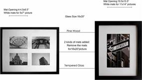 img 2 attached to Premium 16x20 Matte Black Picture Frame with Solid Pine Wood and Tempered Glass - Perfect for 11x14 Photo, Includes Collage Mat Board for Four 5x7 Photos