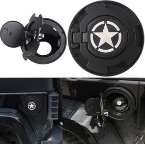 img 4 attached to 🔒 Kevariy Locking Gas Cap Cover | Powder Coated Fuel Tank Door Filler | Star Logo Lock Cover with Keys | Compatible with Jeep Wrangler JK & JK Unlimited (2007-2017)