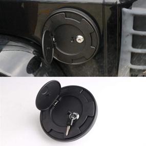 img 3 attached to 🔒 Kevariy Locking Gas Cap Cover | Powder Coated Fuel Tank Door Filler | Star Logo Lock Cover with Keys | Compatible with Jeep Wrangler JK & JK Unlimited (2007-2017)