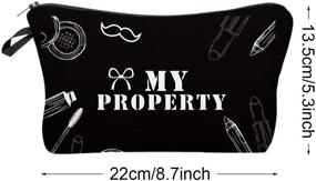 img 2 attached to 💼 10-Piece Letters Makeup Bags: Travel Zipper Cosmetic Organizer for Women & Girls - Black and White Style