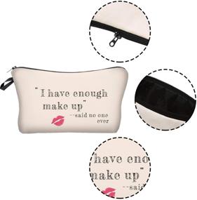 img 1 attached to 💼 10-Piece Letters Makeup Bags: Travel Zipper Cosmetic Organizer for Women & Girls - Black and White Style