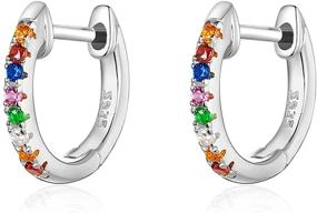 img 4 attached to Qings Colorful Tiny Huggies Hoop Earrings: 925 Sterling Silver Inlaid with Delicate Cubic Zirconia - Perfect Birthday Gift for Women, Girls & Girlfriends