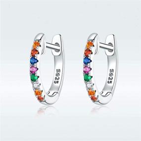 img 1 attached to Qings Colorful Tiny Huggies Hoop Earrings: 925 Sterling Silver Inlaid with Delicate Cubic Zirconia - Perfect Birthday Gift for Women, Girls & Girlfriends