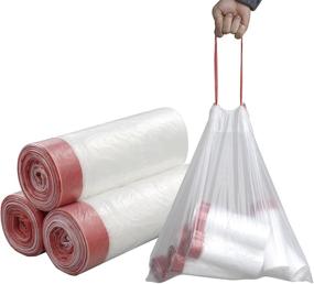 img 2 attached to 🗑️ Pekky Small Clear Drawstring Trash Bags - 3 Gallon Capacity (120 Counts/3 Rolls)
